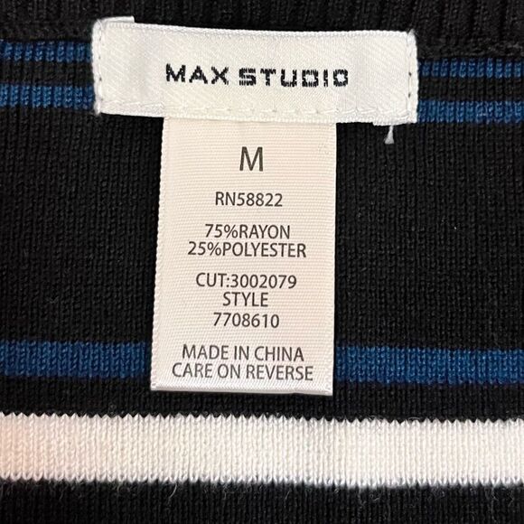 Max Studio Pencil Skirt Ruffle Hem Black Striped Detailing - Picture 5 of 6